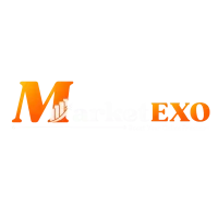 MarketExo digital marketing agency logo featuring an orange gradient "M" with a growth chart and the tagline "Boost Your Online Presence"